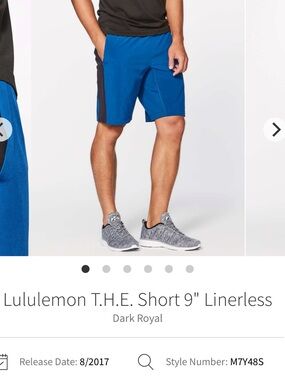 NWT Lululemon T.H.E. Short 9" Linerless
Dark Royal - size S